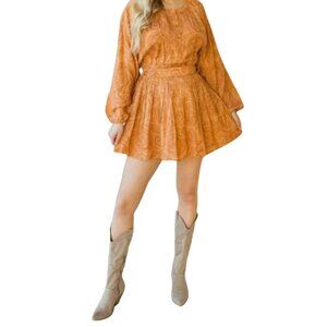Amuse Society EUC Luciana Beach Vida Boho Coral Paisley Peasant Dress Dress